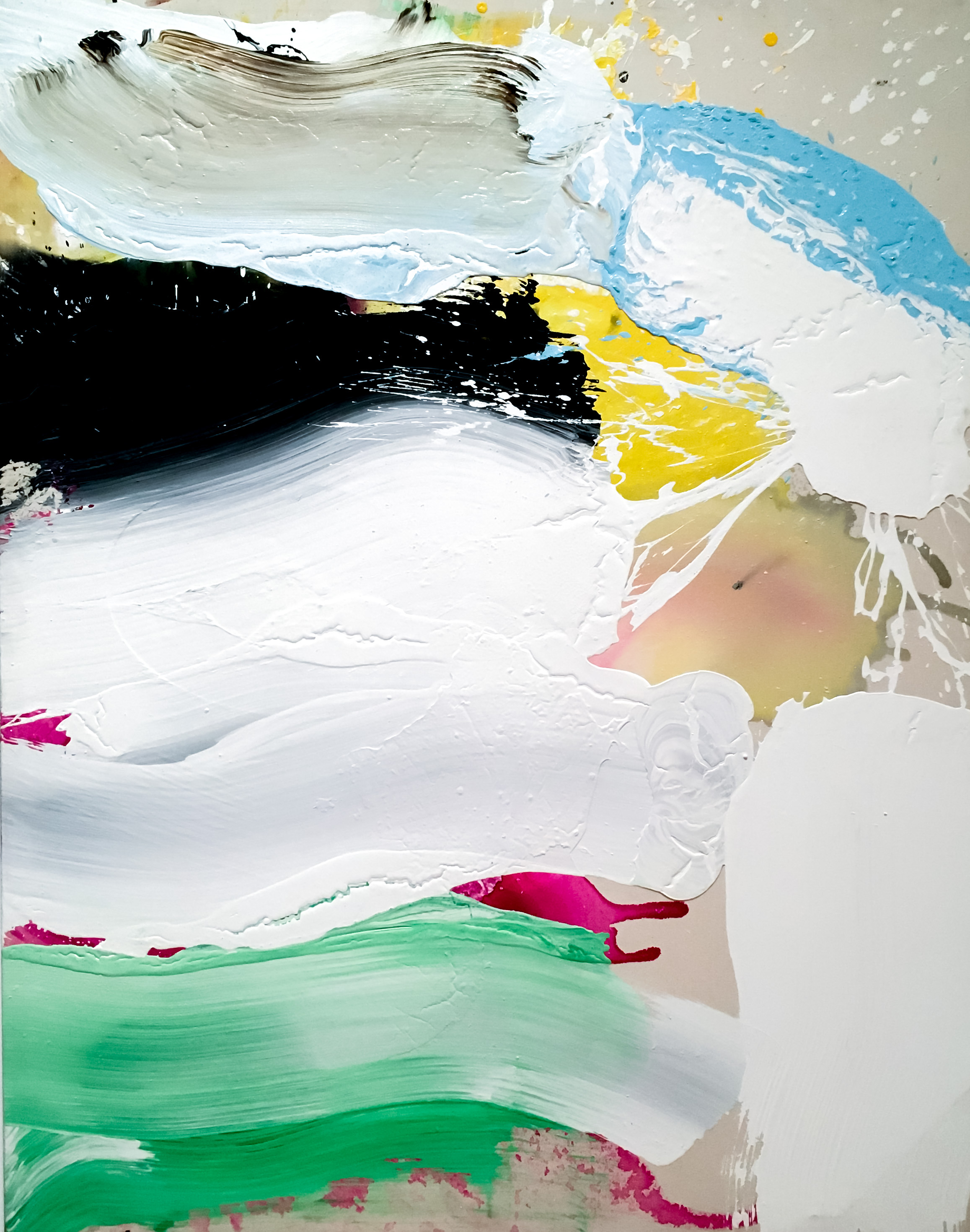 Thick brush strokes on a canvas, up close.